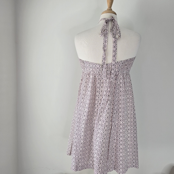 Madewell Silk Convertible Straps Dress Echo Grid Smocked Halter Neck Size 6 - Picture 5 of 15